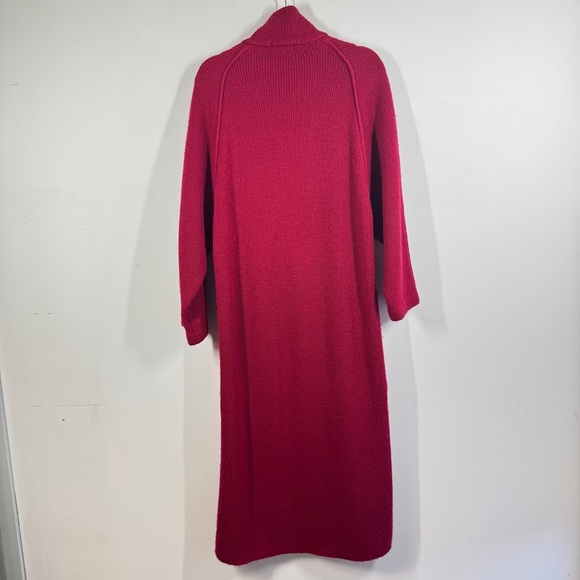 Vintage Elegant Pinkish Red Wool Mohair Blend Long Maxi Cardigan Oversized Coat - Picture 12 of 15